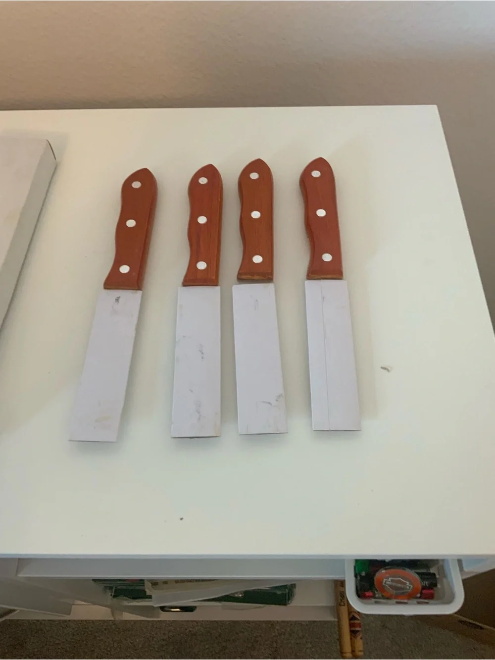 Wood-Handle Steak Knife Set of 4- Red-Brown